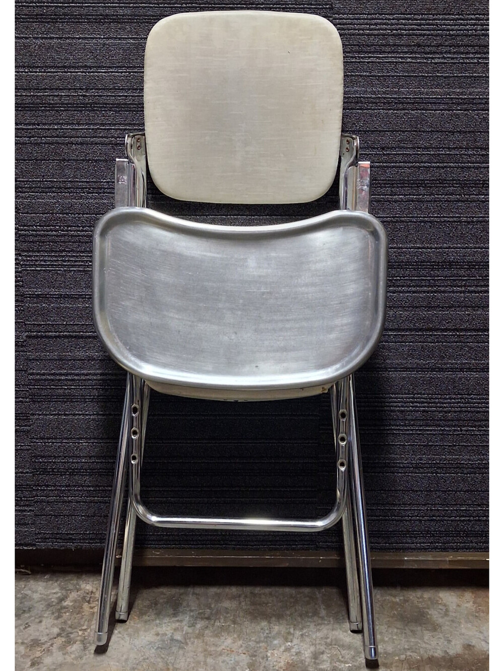 Vintage Cosco Hamilton Folding Step Stool Chair White Chrome Kitchen Made USA